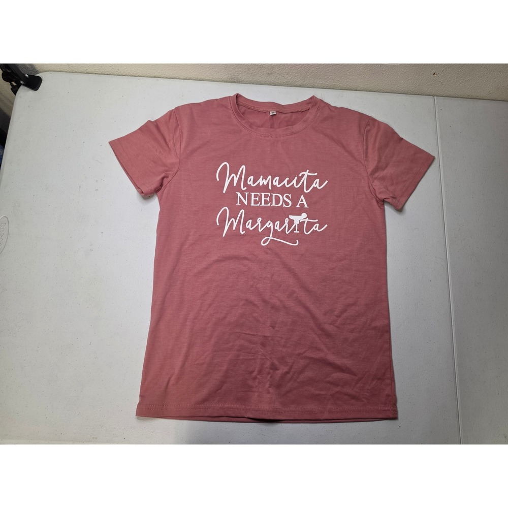 Mamacita Needs A Margarita Graphic Tee Dusty Rose Pink Short Sleeve Shirt M